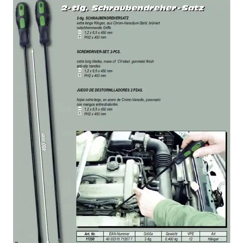 Mannesmann 11250 Uzun Tornavida Seti, 2 Parça