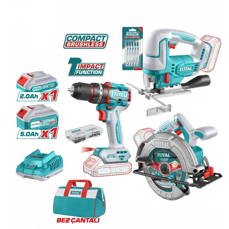 Total TOZLI20310 Akülü Vidalama+ Daire Testere+ Dekupaj Testere