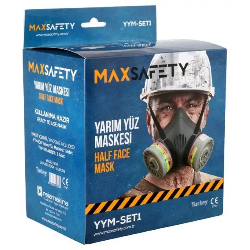 MaxSafety YYM-SET1 Çift Filtreli Hazır Set Yarım Yüz Solunum Maskesi