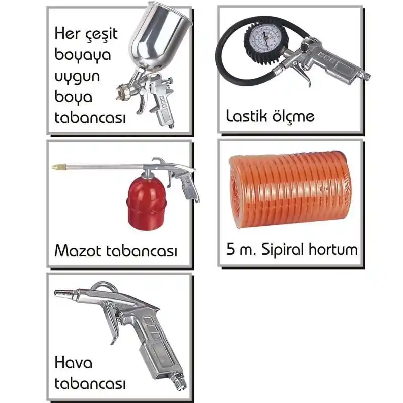Ozco OS79501 5 Parça Havalı Alet Aksesuar Seti