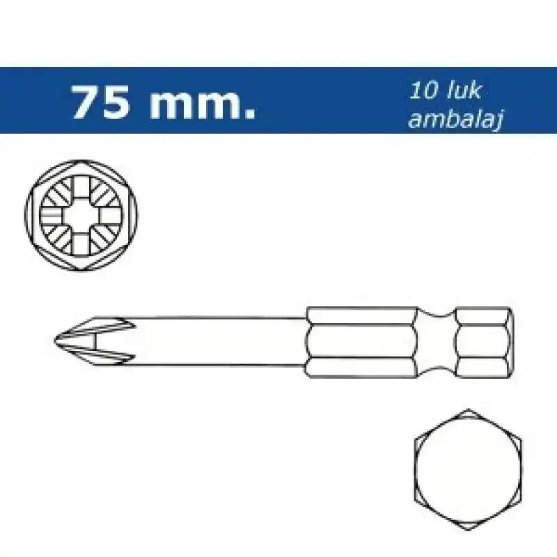 Proscr SCR03071 PH0 75mm Yıldız Bits Ucu