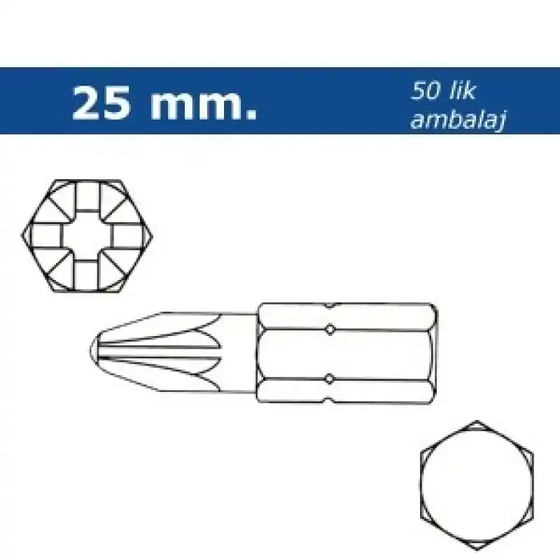 Proscr SCR03155 PZ2 25mm Pozi Bits Ucu