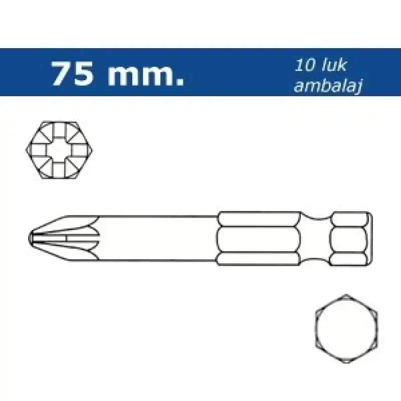 Proscr SCR03171 PZ0 75mm Pozi Bits Ucu