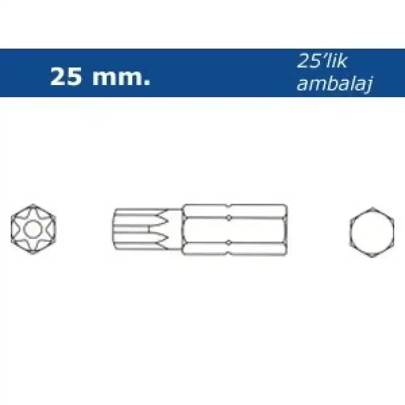 Proscr SCR03201 T7 25mm Delikli Torx Bits Ucu