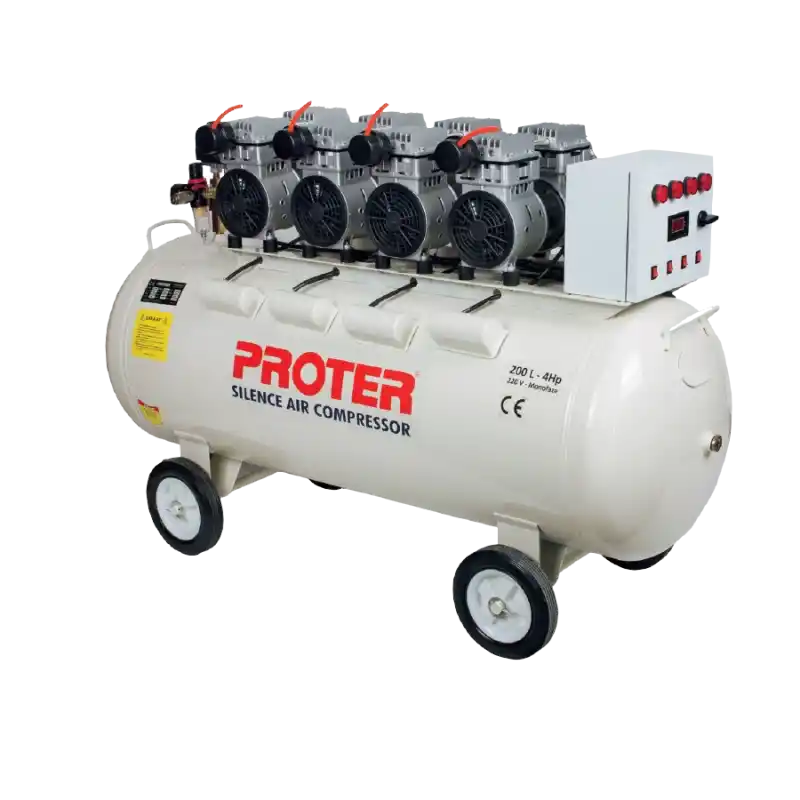Proter 200 Lt 4 Hp Sessiz Yağsız Panolu Hava Kompresörü