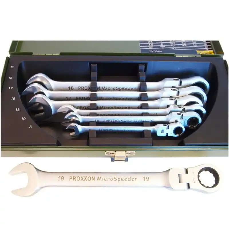 Proxxon 23068 Mafsallı Cırcırlı Mafsallı Kombine Anahtar Takımı 7 Parça