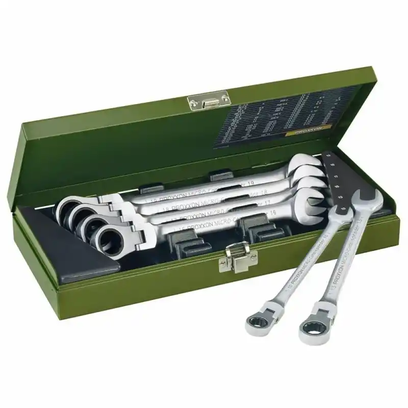 Proxxon 23068 Mafsallı Cırcırlı Mafsallı Kombine Anahtar Takımı 7 Parça