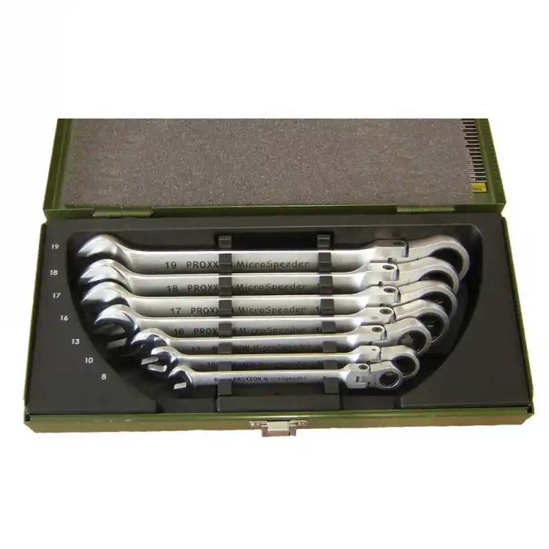 Proxxon 23068 Mafsallı Cırcırlı Mafsallı Kombine Anahtar Takımı 7 Parça