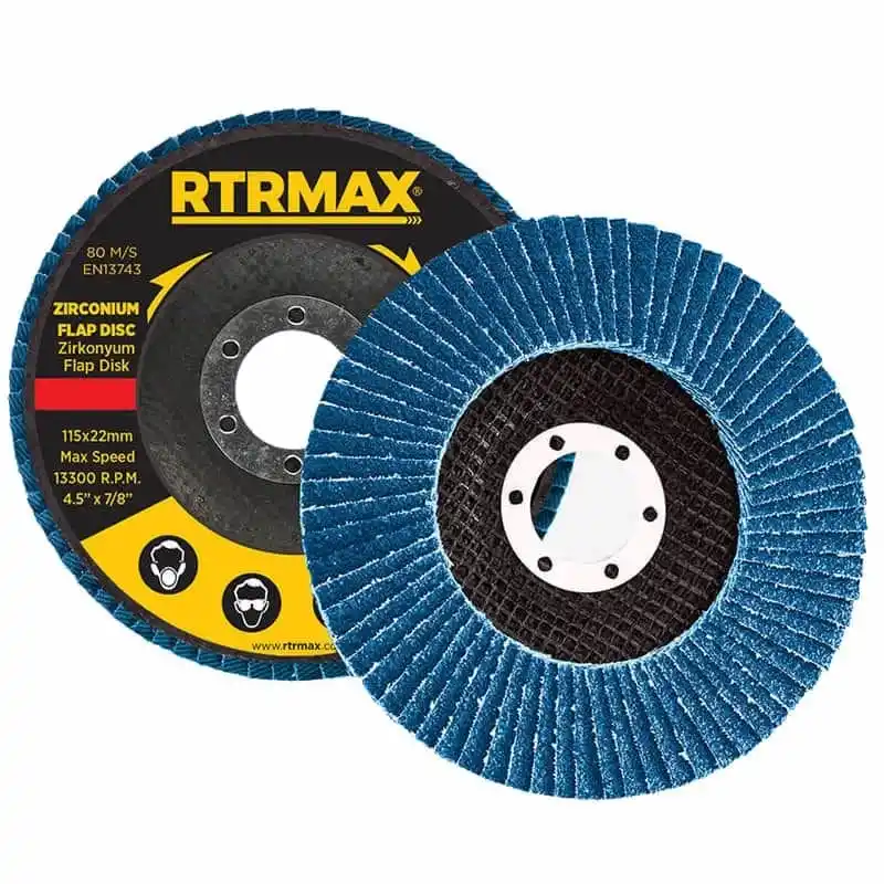 Rtrmax RDZ115100 115mm 100 Kum Zirkonyum Mavi Paslanmaz Flap Disk