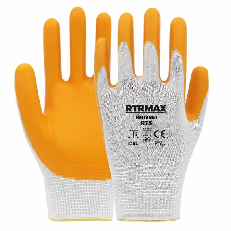 Rtrmax RH19852 RT5 NO:10 Nitril Kaplı Polyester Beyaz Sarı Eldiven