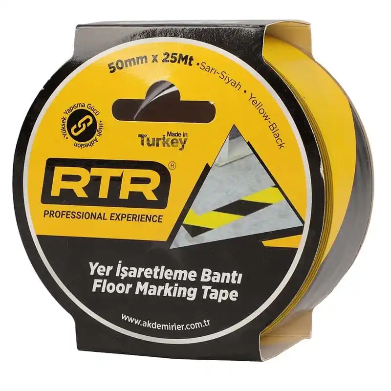 Rtrmax RNY5025 50mmx25yds Yer İşaretleme Bandı Sarı-Siyah