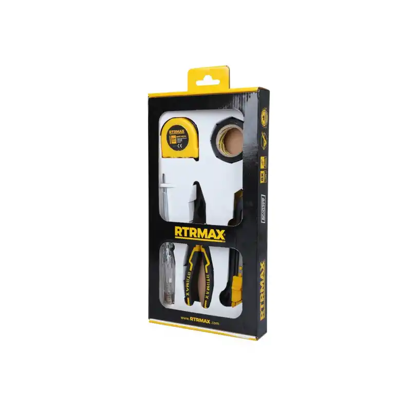 Rtrmax RTK7003 Pense+Kontrol Kalemi+Elektrik Bandı+Metre+Maket Bıçağı Seti