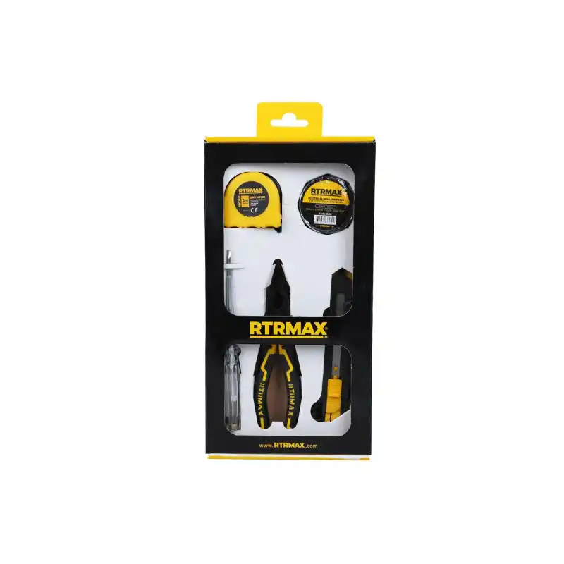 Rtrmax RTK7003 Pense+Kontrol Kalemi+Elektrik Bandı+Metre+Maket Bıçağı Seti