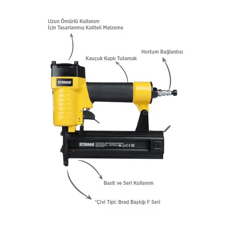 Rtrmax RTM0135 Havalı Çivi Çakma Tabancası 10-50 mm