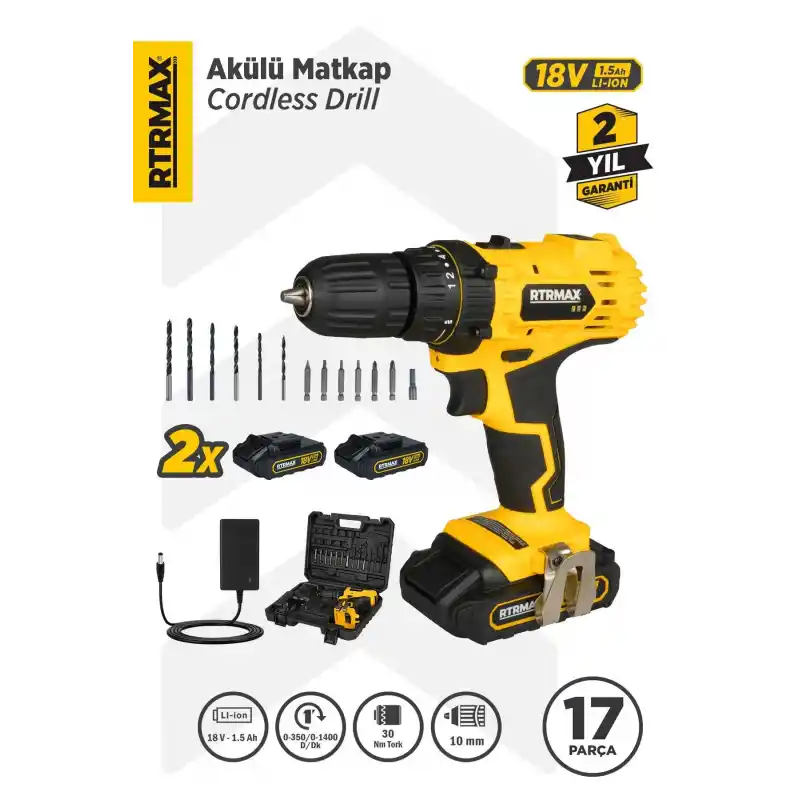 Rtrmax RTM350 Çift Akülü Matkap Vidalama