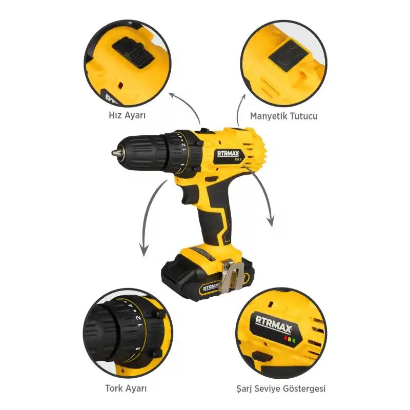 Rtrmax RTM350 Çift Akülü Matkap Vidalama