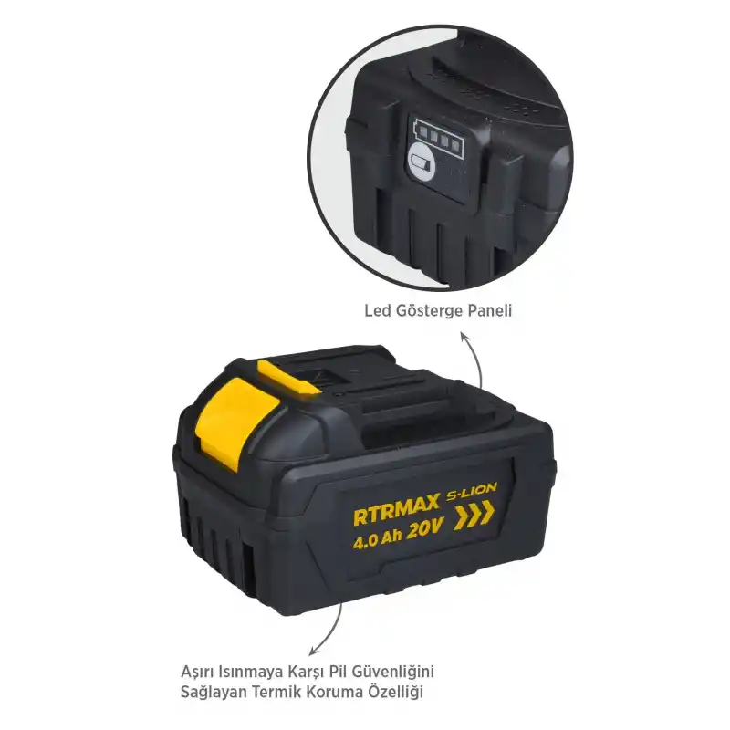 Rtrmax RTS5004 Smart-Lion 20V Akü Yedek Batarya 4.0 Ah