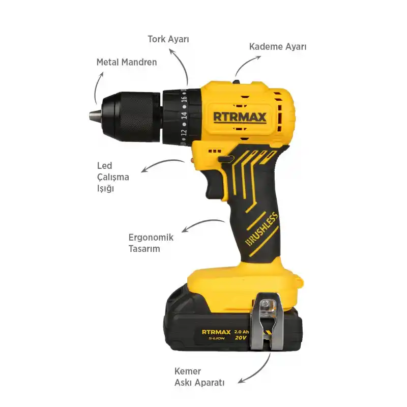 Rtrmax RTS5012 Akülü Darbeli Matkap 54 Nm