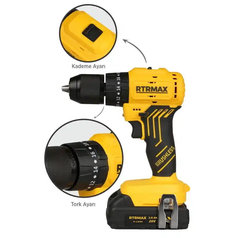 Rtrmax RTS5012 Akülü Darbeli Matkap 54 Nm