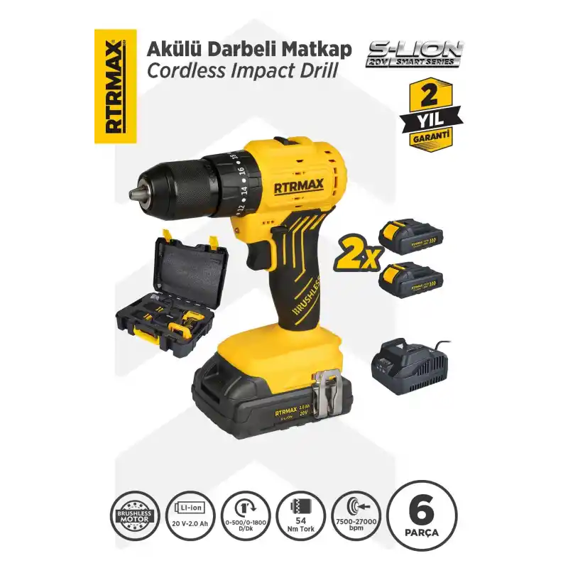 Rtrmax RTS5012 Akülü Darbeli Matkap 54 Nm