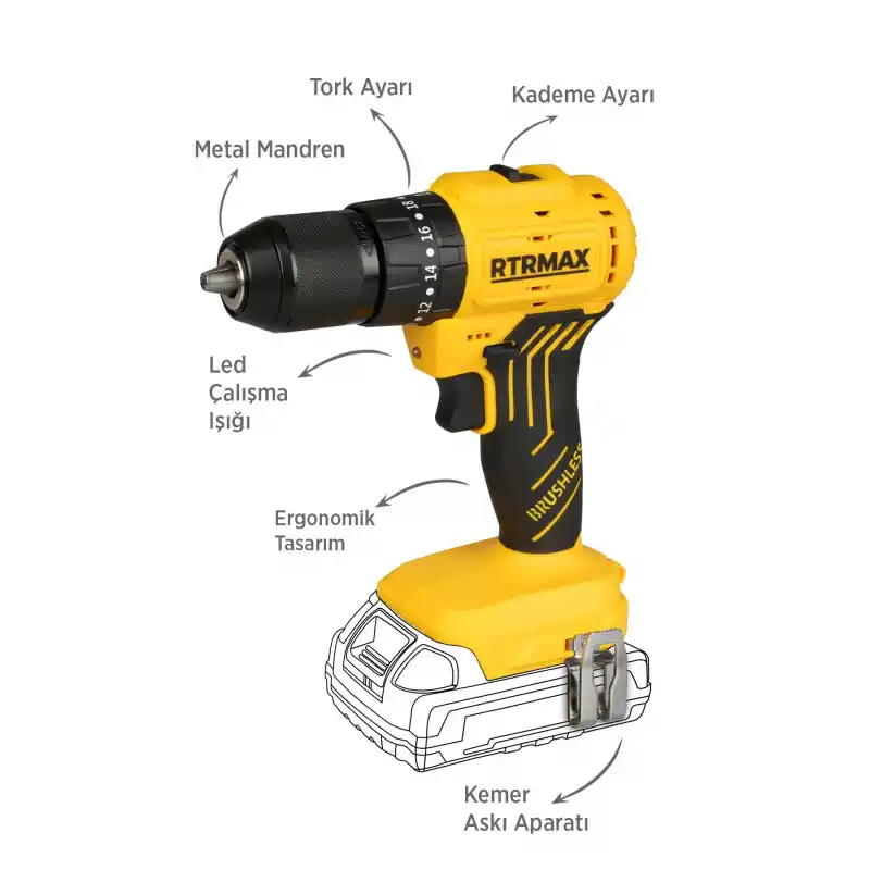 Rtrmax RTS5012B Solo Akülü Darbeli Matkap