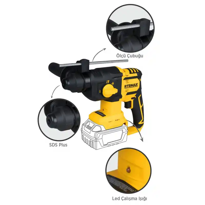 Rtrmax RTS5040B Solo Akülü Sds Plus Kırıcı ve Delici