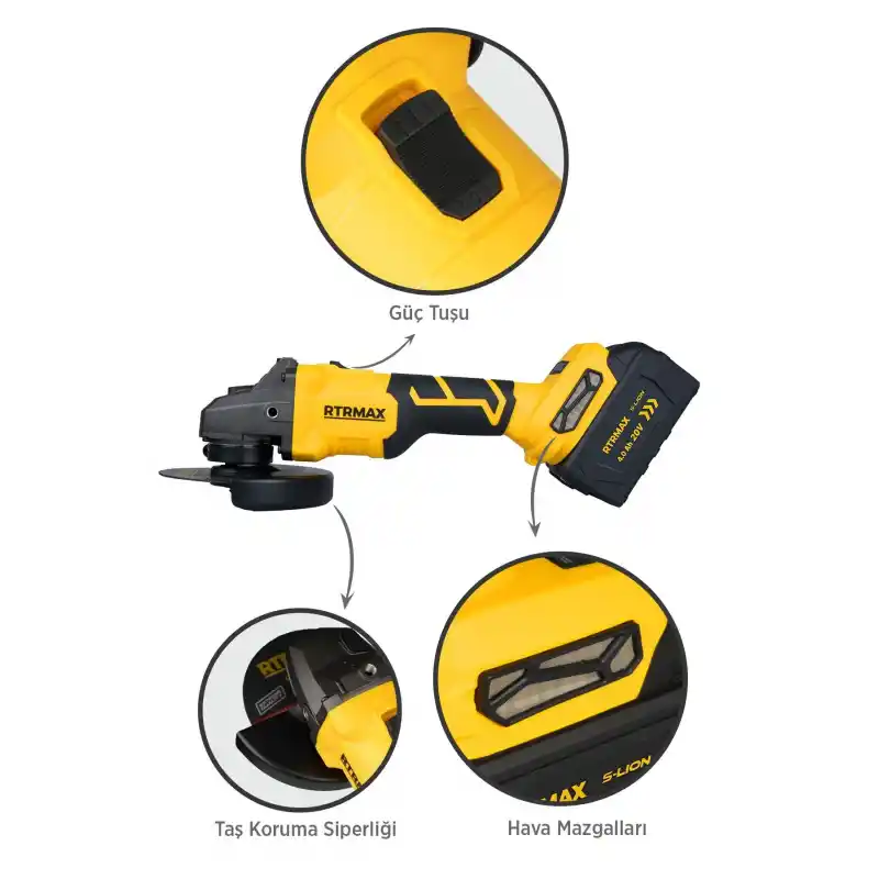 Rtrmax RTS5050 Akülü Avuç Taşlama 125mm