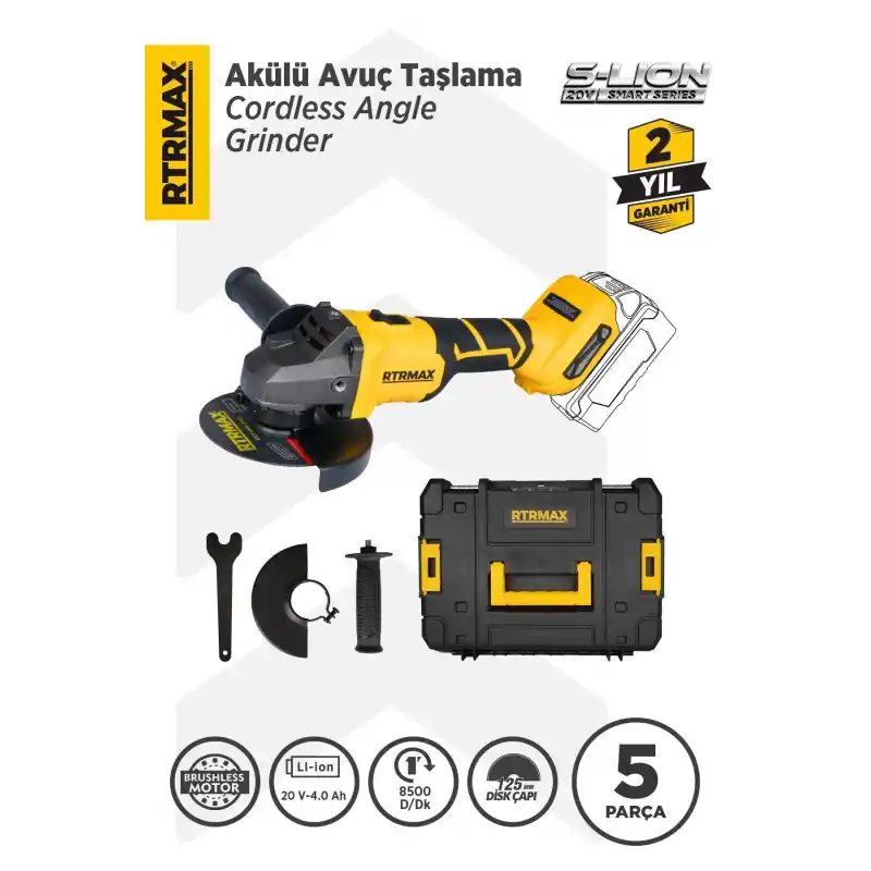 Rtrmax RTS5050B Solo Akülü Avuç Taşlama 125 mm