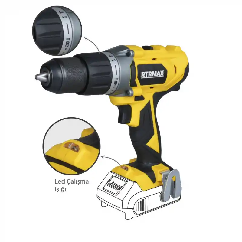 Rtrmax RTX1820B Solo Akülü Darbeli Matkap 