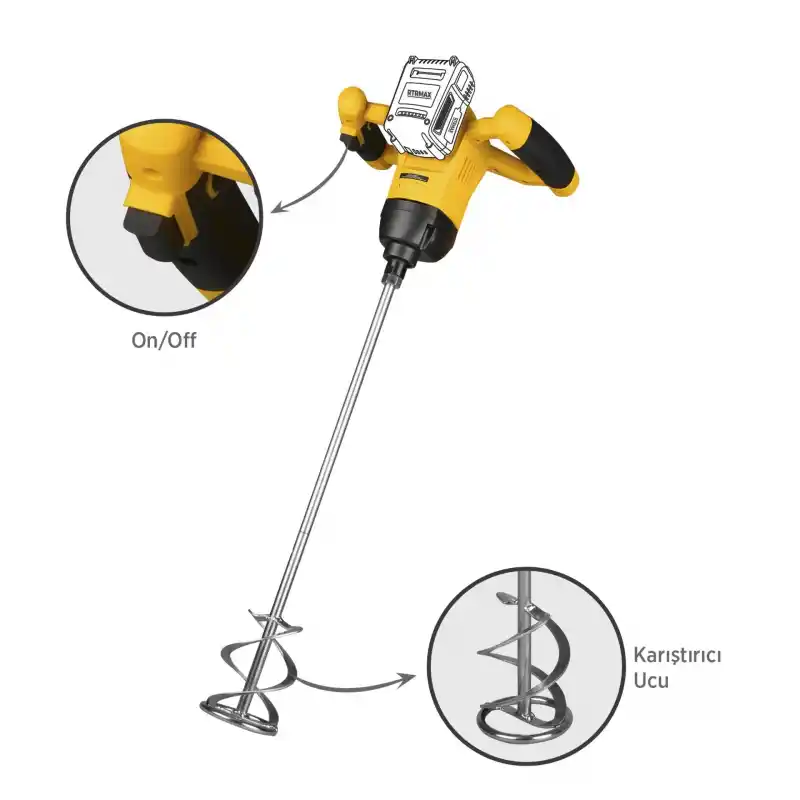 Rtrmax RTX1882B Solo Akülü Boya ve Harç Karıştırıcı