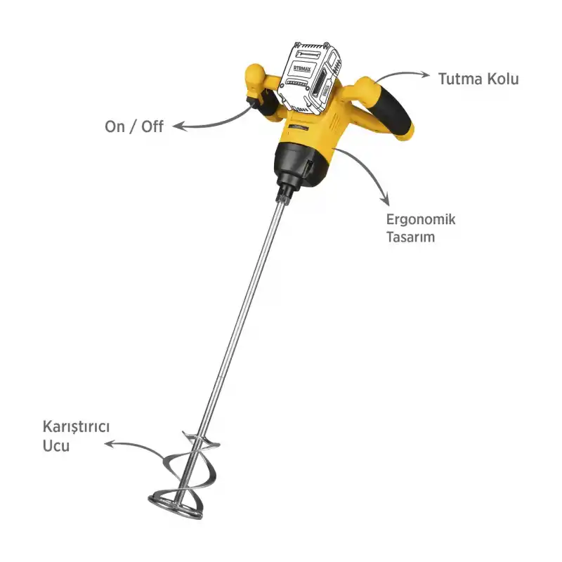 Rtrmax RTX1882B Solo Akülü Boya ve Harç Karıştırıcı