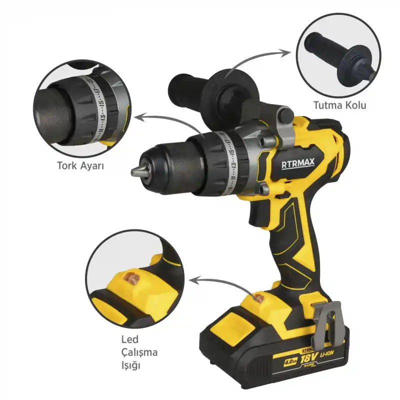 Rtrmax RTX3010 Akülü Darbeli Matkap 2x4 Ah