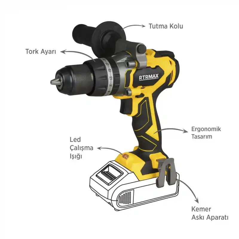 Rtrmax RTX3010B Solo Akülü Darbeli Matkap 70 Nm