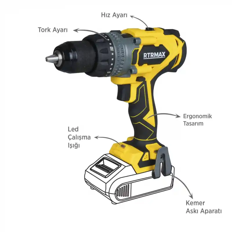 Rtrmax RTX3020B Solo Akülü Darbeli Matkap 150Nm