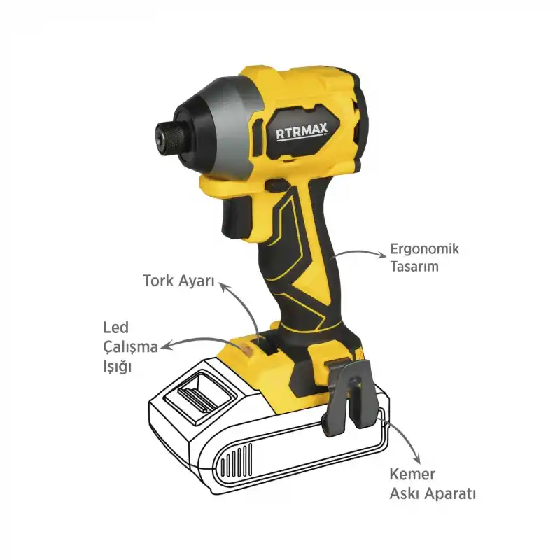 Rtrmax RTX3050B Solo Akülü Torklu Vidalama 230Nm