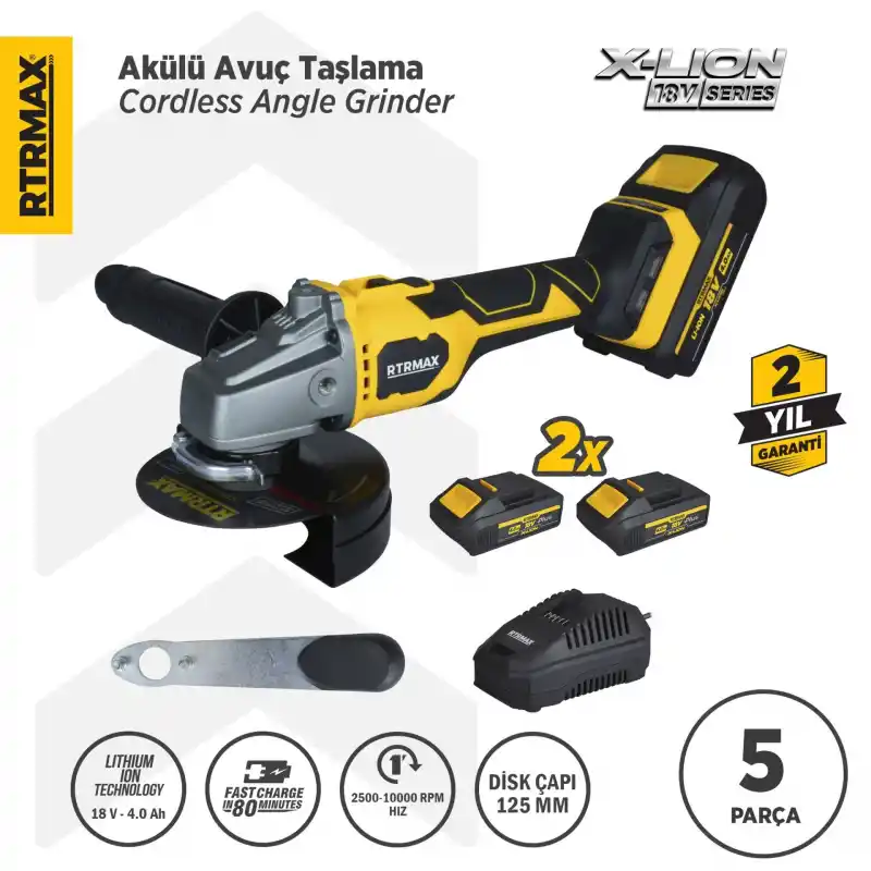 Rtrmax RTX3060 Akülü Avuç Taşlama 125mm