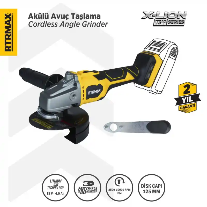 Rtrmax RTX3060B Solo Akülü Avuç Taşlama 125mm