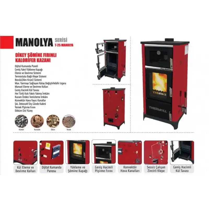 Thermall T-25 Dşk Dikey Şömine Fırınlı Kat Kalorifer Sobası