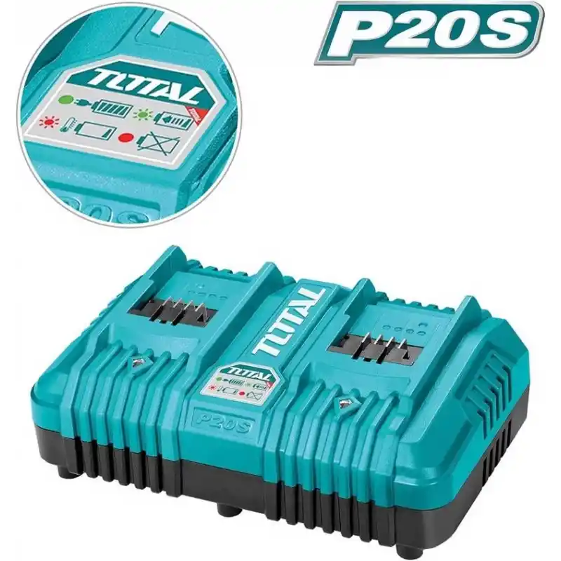 Total TCLI2034E Lityum Piller için Hızlı Akıllı Çift Akü Pil Şarj Cihazı
