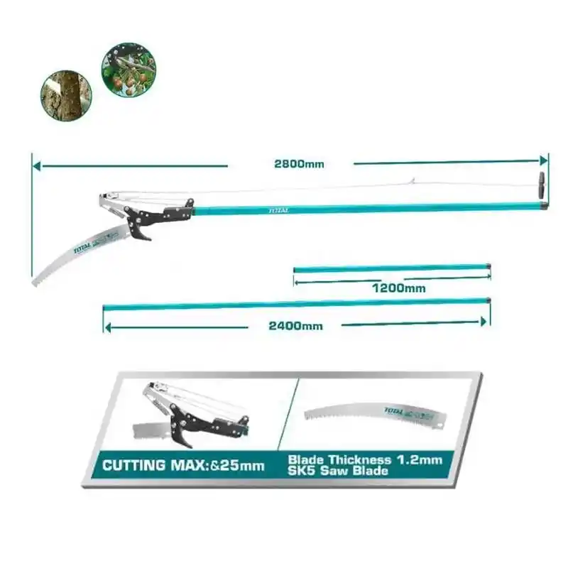 Total THEPS25281 Teleskopik Testere ve Yüksek Dal Budama Makası