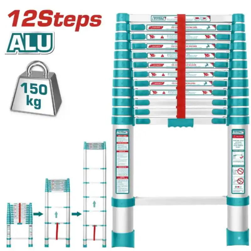Total THLAD08121 12 Basamaklı Teleskopik Merdiven 3.78 Mt