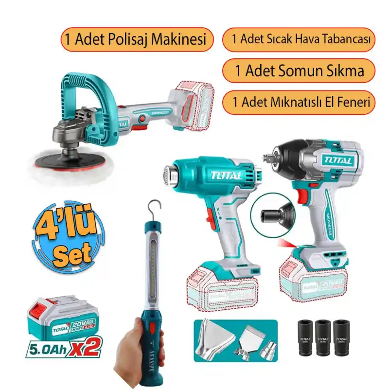 Total TOSLI241182E Akülü 4 Parça El Aleti Seti