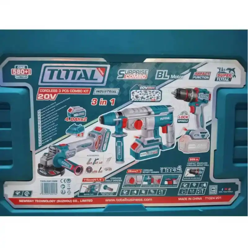 Total TOSLI241198E Akülü Kırıcı Delici+Avuç Taşlama+Darbeli Matkap Seti