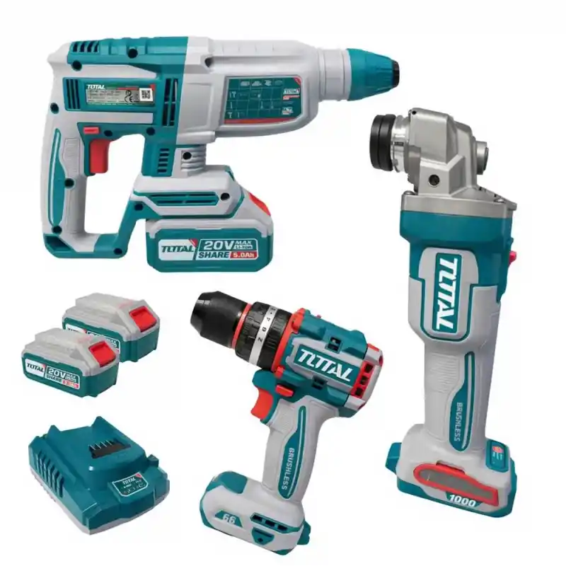 Total TOSLI241198E Akülü Kırıcı Delici+Avuç Taşlama+Darbeli Matkap Seti