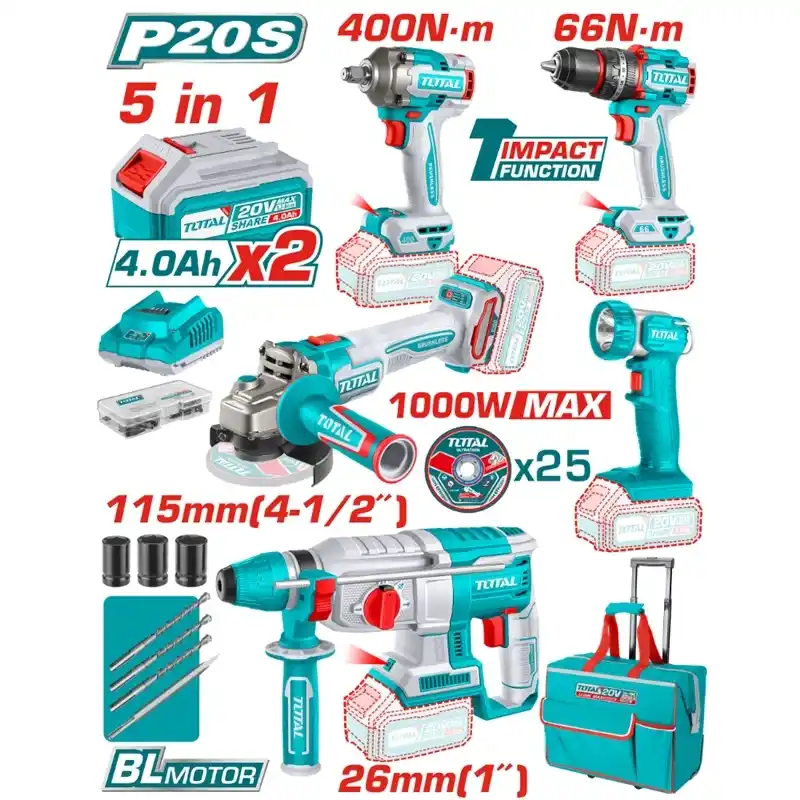 Total TOSLI250281E Akülü Beşli Profesyonel Alet Seti