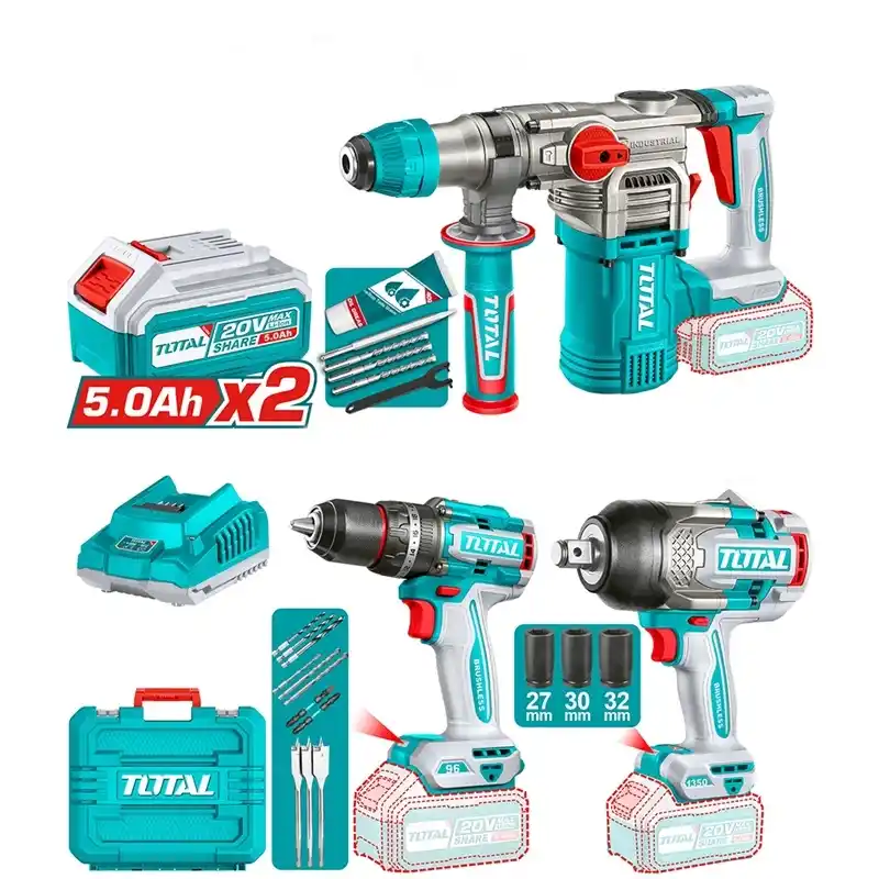 Total TOSLI250281E Akülü Kırıcı Delici+Darbeli Matkap+Somun Sökme Seti
