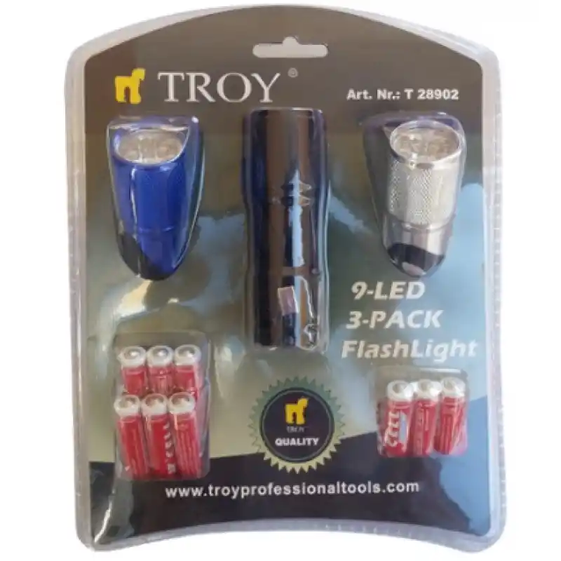 Troy 28902 LED El Feneri Seti, 3 Parça