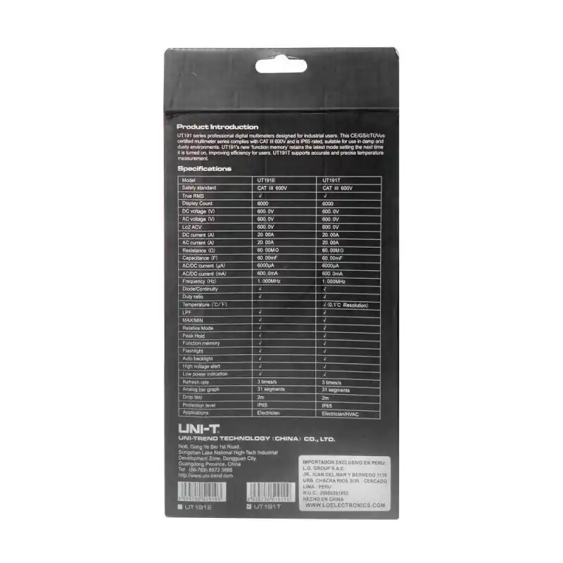 Uni-t UT191T Profesyonel True Rms Multimetre