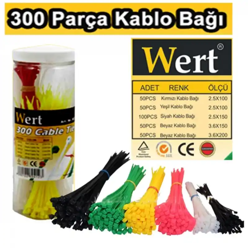 Wert 2430 Kablo Bağı Seti, 300 Parça