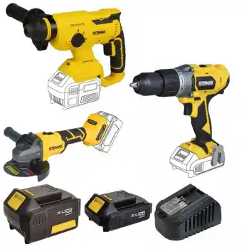 Rtrmax Xlion 3lü Akülü Darbeli Matkap, Kırıcı Delici, Avuç Taşlama Seti